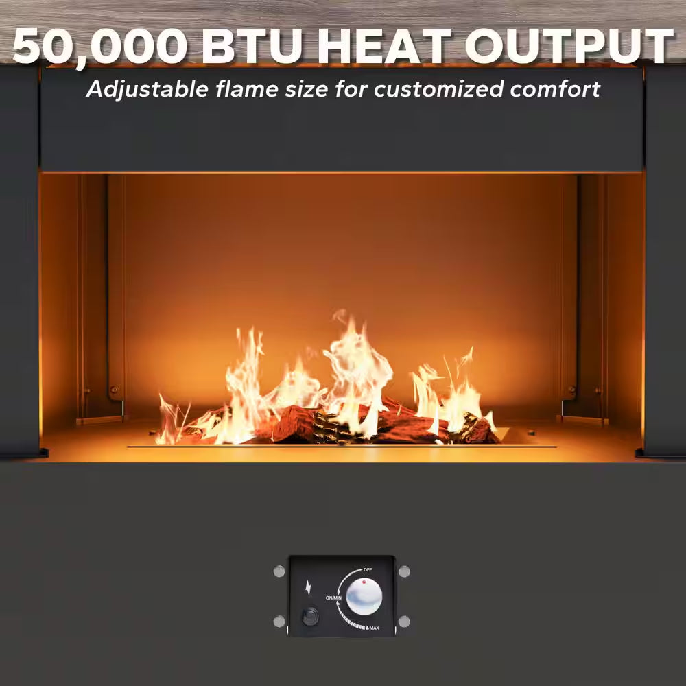 35.4 In. X 40.6 In. Outdoor Fireplace Steel Patio Propane Fire Pit for Gardens with PVC Waterproof Cover