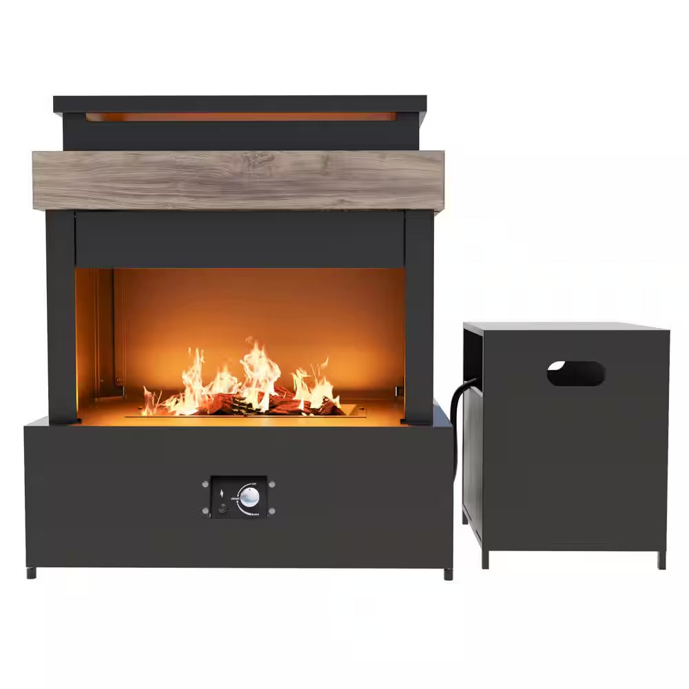35.4 In. X 40.6 In. Outdoor Fireplace Steel Patio Propane Fire Pit for Gardens with PVC Waterproof Cover