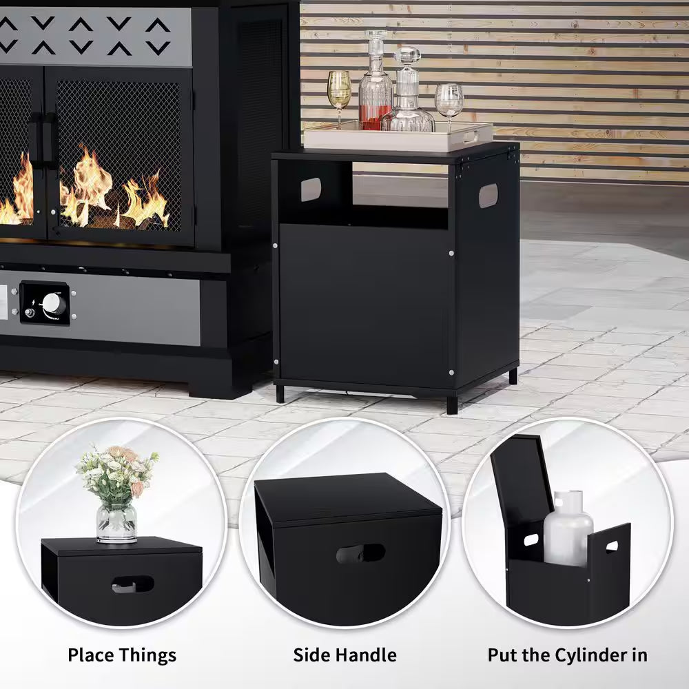 35.5 In. X 47 In. Outdoor Fireplace Steel Patio Propane Fire Pit for Gardens with PVC Waterproof Cover