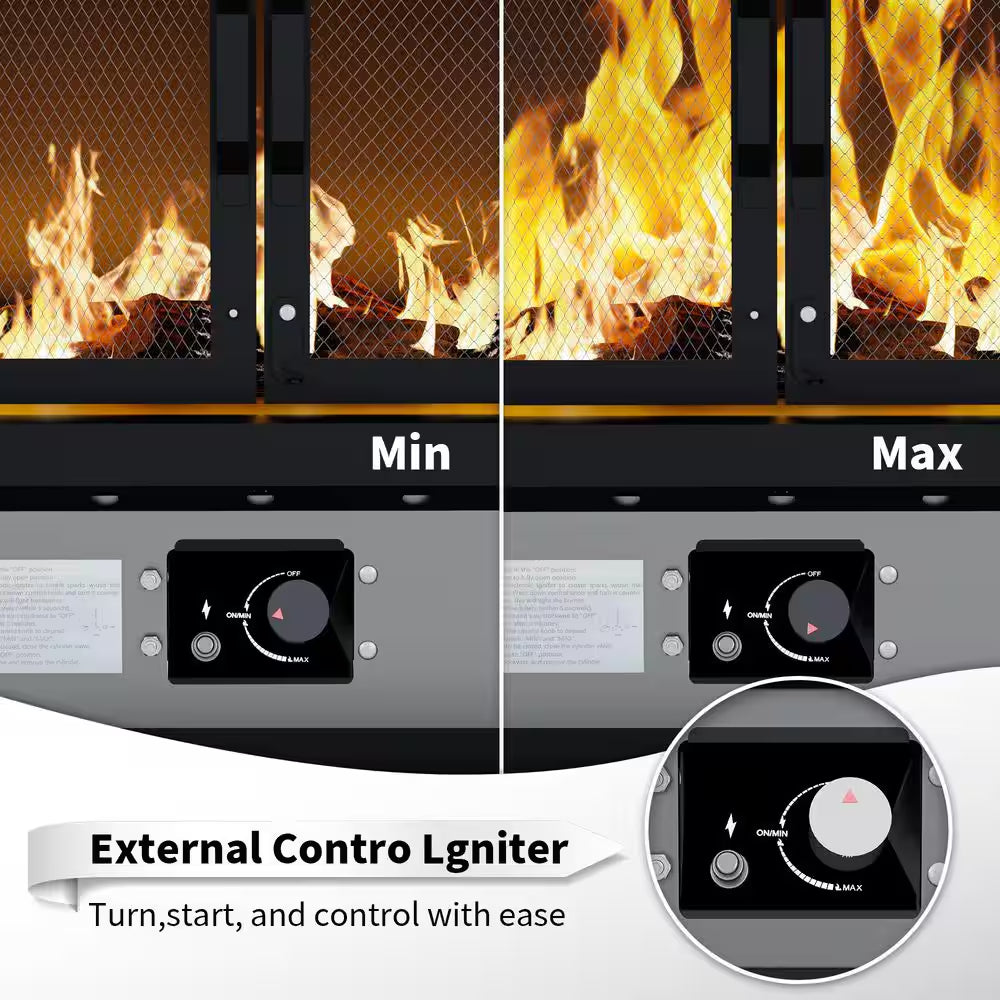 35.5 In. X 47 In. Outdoor Fireplace Steel Patio Propane Fire Pit for Gardens with PVC Waterproof Cover